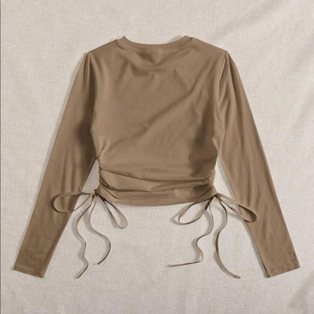 Brown drawstring shirt